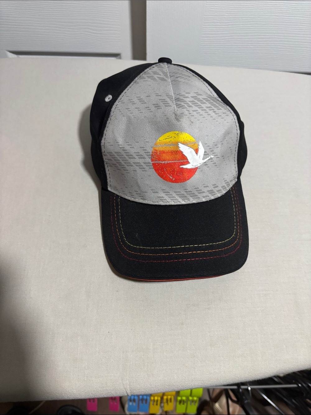 Men's Black & Gray Cap with Sunset Bird Graphic